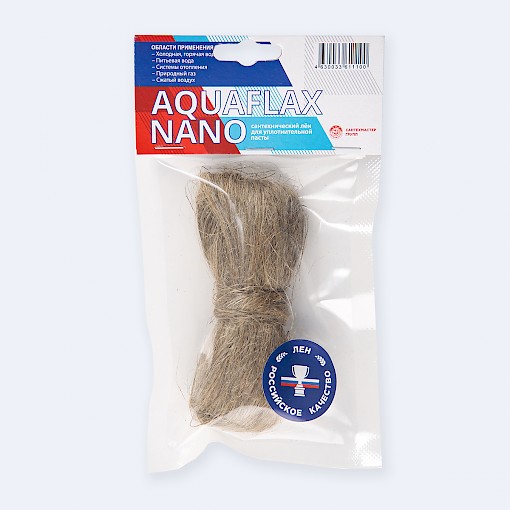 Лен сантехнический для уплотнения резьбы п/э пакет 15гр Aquaflax Nano 04110